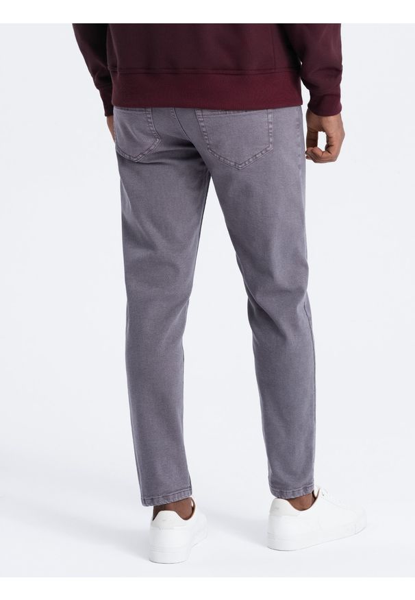 Ombre Clothing - Jeansowe spodnie męskie bez przetarć SLIM FIT - grafitowe V5 OM-PADP-0148 - XL. Okazja: na co dzień. Kolor: szary. Materiał: jeans. Wzór: gładki. Styl: sportowy, elegancki, casual
