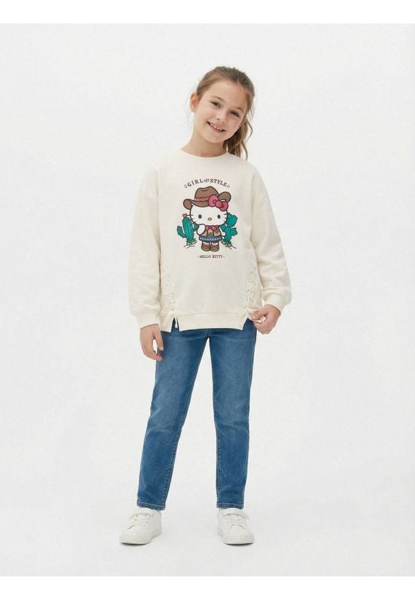 Sinsay - Bluza crewneck z nadrukiem Hello Kitty - kremowy. Kolor: kremowy. Wzór: nadruk, motyw z bajki