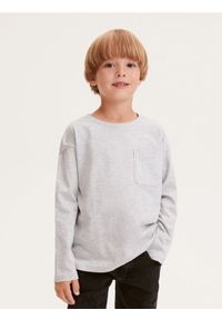 Reserved - Koszulka longsleeve z kieszenią - jasnoszary. Kolor: szary. Materiał: dzianina, bawełna. Długość rękawa: długi rękaw