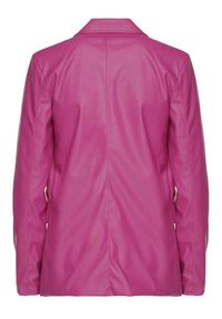 Renee - Ciemnoróżowa Pudełkowa Marynarka z Ekoskóry Niezapinana z Poduszkami w Ramionach Suniya. Okazja: na co dzień, na spotkanie biznesowe. Kolor: fioletowy. Materiał: wiskoza. Styl: casual, biznesowy #2