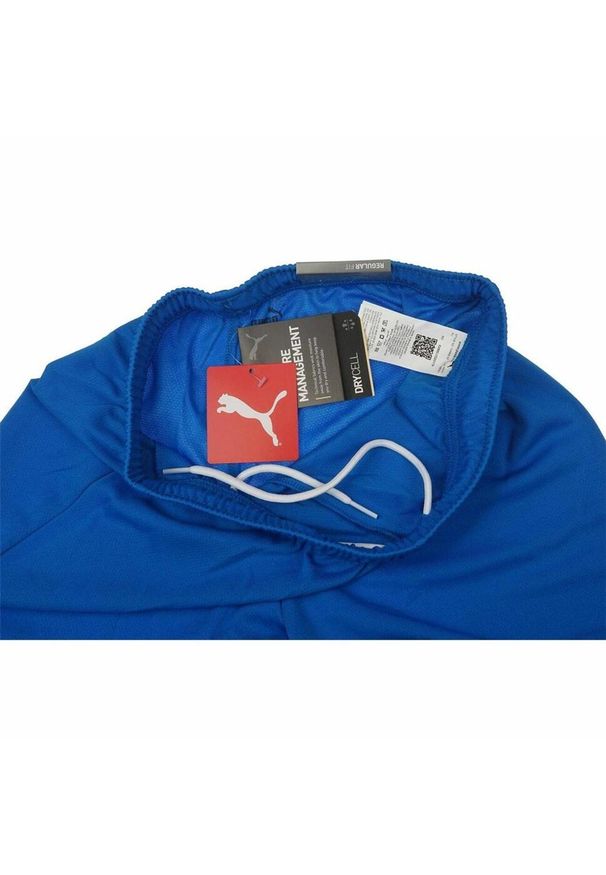 Spodenki Puma teamRISE niebieskie. Kolor: niebieski, biały, wielokolorowy. Materiał: poliester. Sport: fitness, bieganie