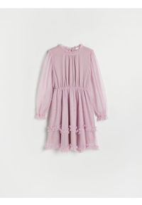 Reserved - Tiulowa sukienka z perełkami - fioletowy. Kolor: fioletowy. Materiał: tiul #1