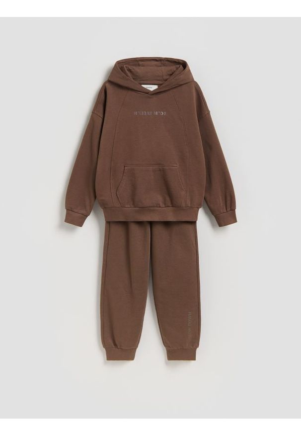 Reserved - Bawełniany komplet - ciemnobrązowy. Kolor: brązowy. Materiał: bawełna