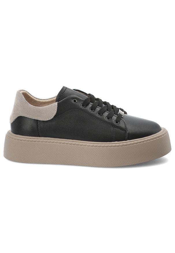 Czarne Sneakersy Filippo Sportowe Obuwie Damskie. Okazja: na co dzień. Zapięcie: sznurówki. Kolor: czarny. Materiał: guma, materiał. Szerokość cholewki: normalna. Styl: sportowy