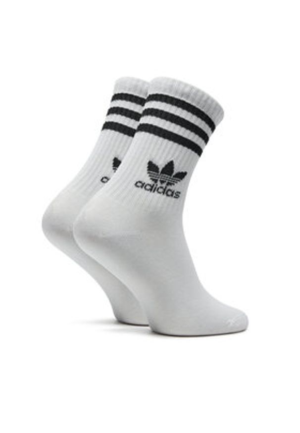 Adidas - adidas Zestaw 6 par wysokich skarpet unisex 3-Stripes JE1828 Biały. Kolor: biały. Materiał: bawełna, materiał