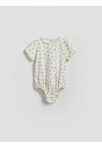 Reserved - Bawełniane body w kwiaty - złamana biel. Materiał: bawełna. Wzór: kwiaty