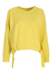 TOP SECRET - Luźna bluza z wiązaniem. Kolor: żółty. Materiał: dzianina. Długość rękawa: długi rękaw. Długość: długie. Wzór: aplikacja. Sezon: jesień #7
