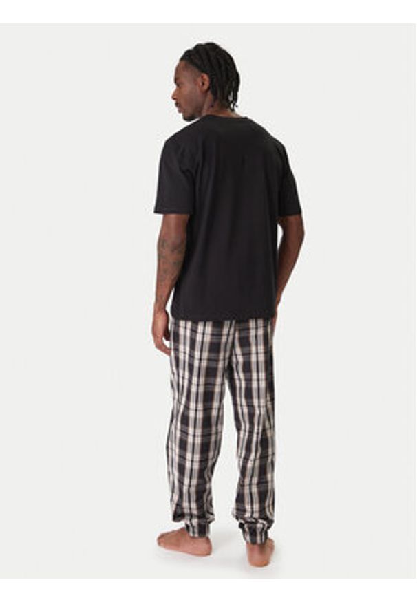 BOSS Piżama Easy Long 50535875 Czarny Loose Fit. Kolor: czarny. Materiał: bawełna