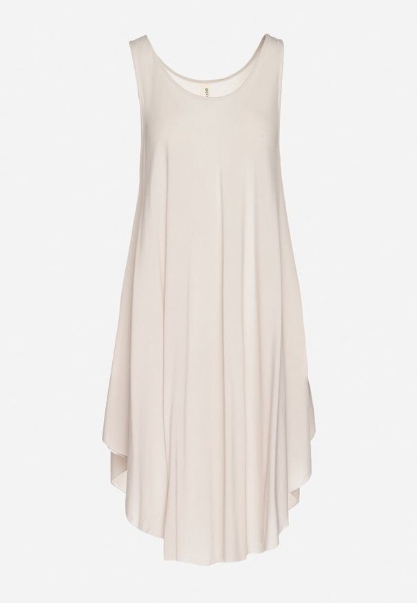 Born2be - Jasnobeżowa Rozkloszowana Sukienka z Bawełny Tesaxelle. Okazja: na spotkanie biznesowe, na co dzień. Kolor: beżowy. Materiał: bawełna. Typ sukienki: proste. Styl: elegancki, biznesowy, casual