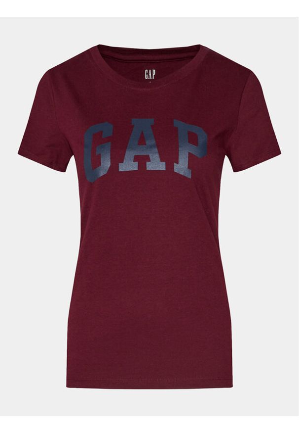 GAP - Gap T-Shirt 268820-61 Bordowy Regular Fit. Kolor: czerwony. Materiał: bawełna