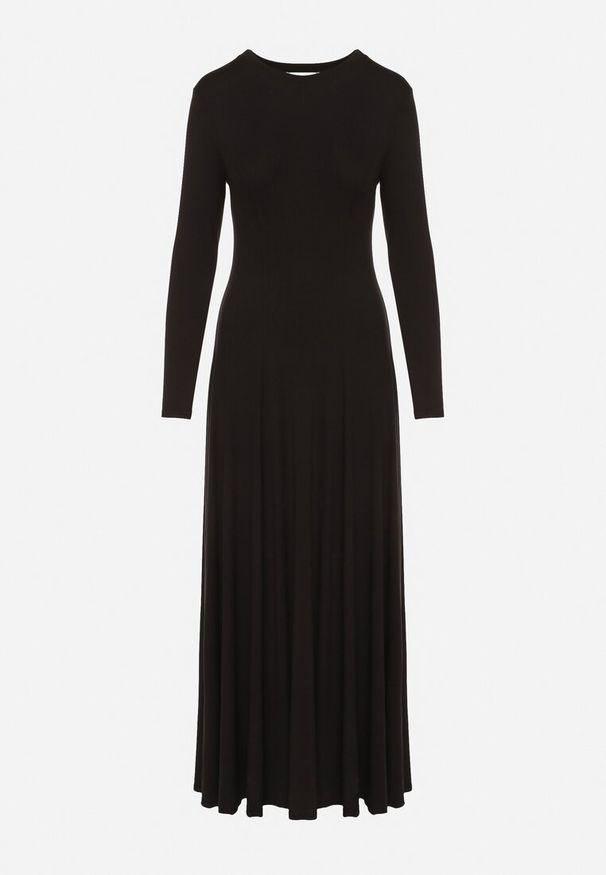 Born2be - Czarna Bawełniana Sukienka o Rozkloszowanym Kroju Tuselenea. Okazja: na co dzień. Kolor: czarny. Materiał: bawełna. Typ sukienki: proste. Styl: casual, elegancki