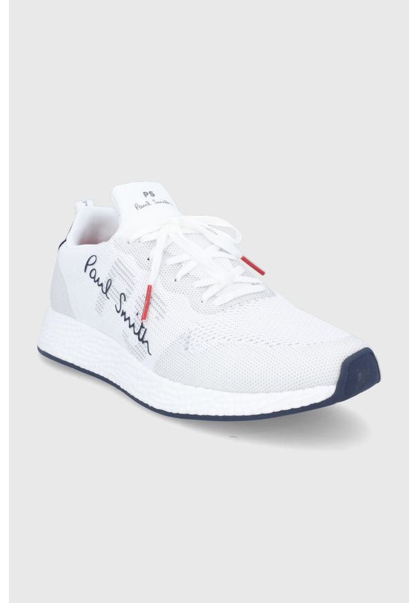PS PAUL SMITH - PS Paul Smith buty kolor biały. Nosek buta: okrągły. Zapięcie: sznurówki. Kolor: biały. Materiał: włókno, guma, materiał