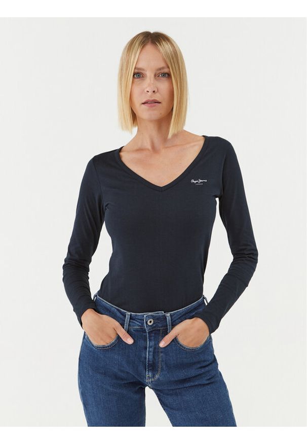 Pepe Jeans Bluzka Corine PL505306 Granatowy Regular Fit. Kolor: niebieski. Materiał: bawełna