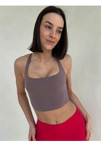 MOONHOLI - Stanik do jogi Moonholi Sunset z odkrytymi plecami. Kolor: beżowy. Sport: joga i pilates