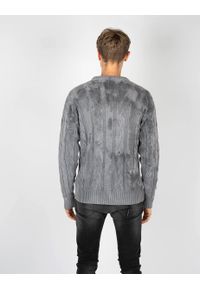 Takeshy Kurosawa Sweter | 83063 | Maglia Treccia Sfumata | Mężczyzna | Szary. Okazja: na co dzień. Kolor: szary. Materiał: bawełna, wełna, poliamid. Wzór: ze splotem, aplikacja. Styl: casual #2