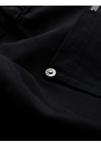 Ombre Clothing - Spodnie męskie cargo STRAIGHT LEG z paskami na kieszeniach – czarne V4 - Rozmiar: L. Kolor: czarny. Materiał: bawełna, elastan, materiał. Wzór: paski. Styl: klasyczny, elegancki #11