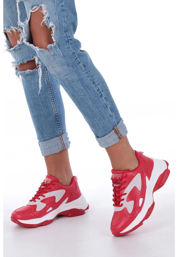 Casu - Czerwone buty sportowe sneakersy sznurowane casu ds13003. Kolor: czerwony