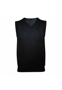 SOL'S - Dzianinowa Kamizelka Bez Rękawów Dla Dorosłych Panów Unisex. Kolor: czarny. Materiał: dzianina. Długość rękawa: bez rękawów