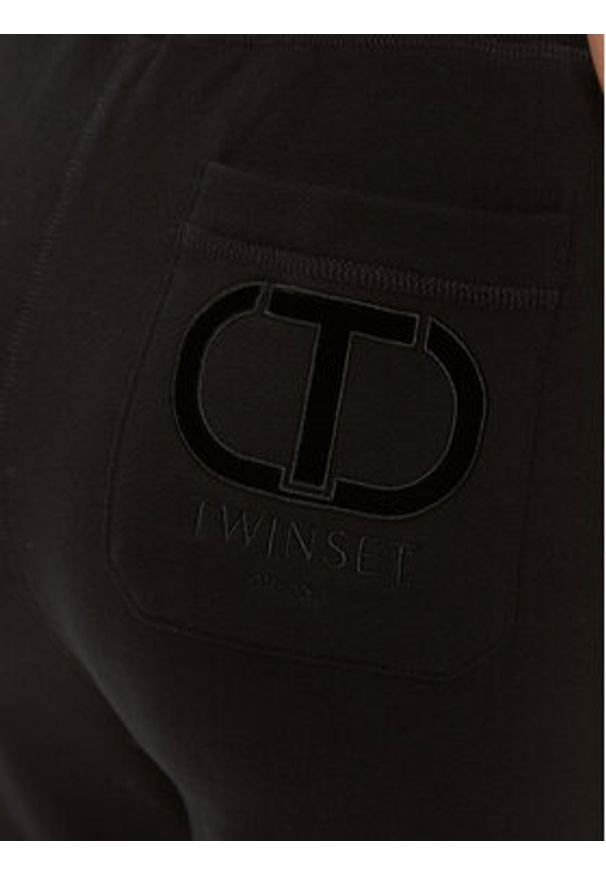 TwinSet - TWINSET Spodnie dresowe 232TT2371 Czarny Regular Fit. Kolor: czarny. Materiał: dresówka, bawełna