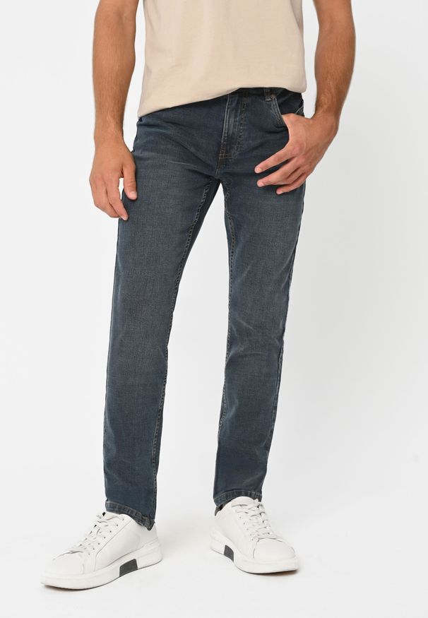 Volcano - Jeansy, Slim Fit, D-DEXTER 49. Kolor: szary. Styl: klasyczny, elegancki