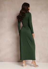Renee - Ciemnozielona Sukienka Agathelle. Kolor: zielony. Wzór: aplikacja. Typ sukienki: kopertowe. Styl: glamour. Długość: maxi #4