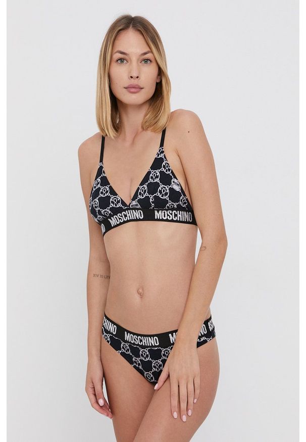 Moschino Underwear - Biustonosz. Kolor: czarny. Rodzaj stanika: odpinane ramiączka
