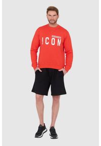 DSQUARED2 Czerwona bluza męska z dużym białym logo icon, Rozmiar S. Kolor: czerwony #4