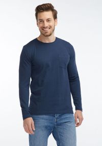 Mustang - MUSTANG Slub Longsleeve MĘSKA KOSZULKA Z DŁUGIM RĘKAWEM LONGSLEEVE DRESS BLUES 1007048 5334. Długość rękawa: długi rękaw. Długość: długie