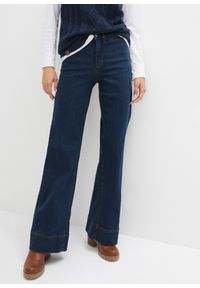 bonprix - Dżinsy z szerokimi nogawkami, talią mid waist i wygodnym stretchem. Kolor: niebieski #1