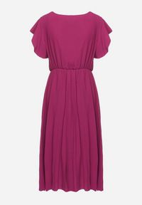 Born2be - Bordowa Plisowana Sukienka z Kopertowym Dekoltem i Gumką w Talii Waretta. Typ kołnierza: dekolt kopertowy. Kolor: czerwony. Typ sukienki: kopertowe. Styl: elegancki #7