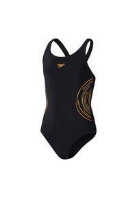 Dziewczęcy jednoczęściowy kostium kąpielowy Speedo Eco Placement Muscleback. Kolor: pomarańczowy, czarny, wielokolorowy