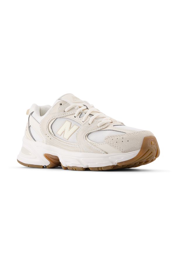 Buty dziecięce New Balance GR530UL – beżowe. Okazja: na uczelnię, na co dzień. Kolor: beżowy. Materiał: syntetyk, materiał, guma. Szerokość cholewki: normalna