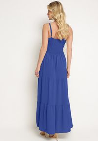 Born2be - Granatowa Sukienka na Regulowanych Ramiączkach z Gumką w Pasie Ebisina. Okazja: na co dzień. Kolor: niebieski. Długość rękawa: na ramiączkach. Sezon: lato. Styl: casual, elegancki #5