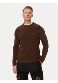 Aeronautica Militare Sweter 262MA1571UL00409 Brązowy Regular Fit. Kolor: brązowy. Materiał: bawełna #1