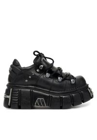 NEW ROCK Sneakersy M-120N-C26 Czarny. Kolor: czarny. Materiał: skóra
