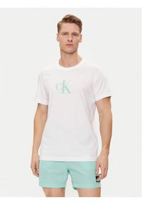 Calvin Klein Swimwear T-Shirt KM0KM00971 Biały Regular Fit. Kolor: biały. Materiał: bawełna