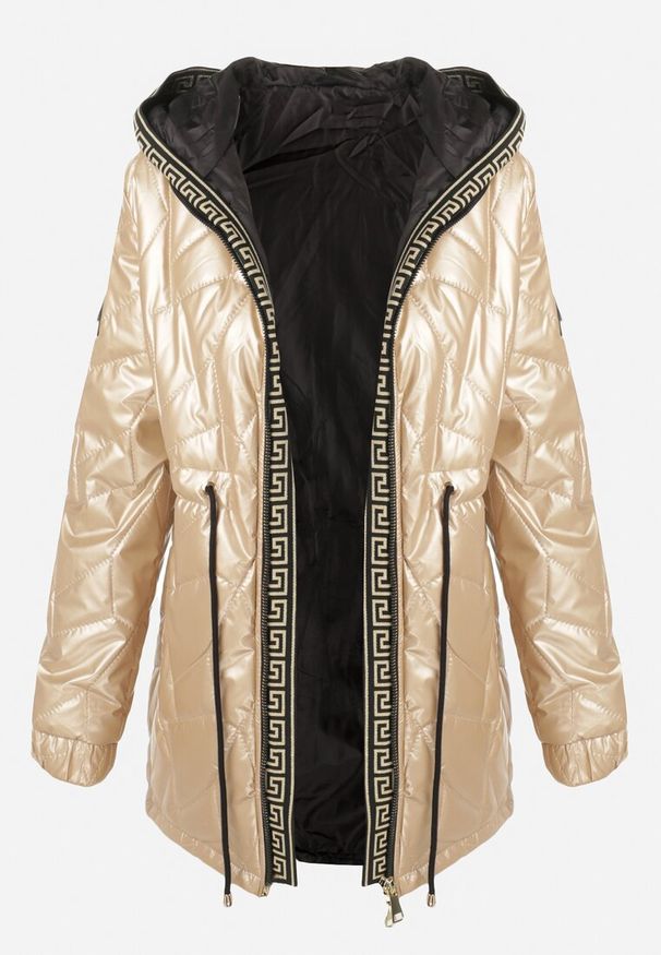 Born2be - Złota Kurtka Pikowana Bemius. Kolor: złoty. Materiał: wełna, materiał. Długość: długie