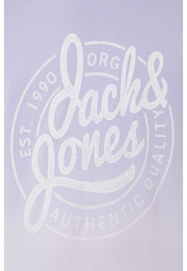 Jack & Jones bluza bawełniana męska kolor fioletowy z nadrukiem. Kolor: fioletowy. Materiał: bawełna. Wzór: nadruk