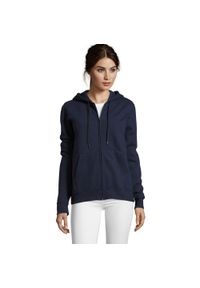 SOL'S - Damska Bluza Z Kapturem Seven Full Zip. Typ kołnierza: kaptur. Kolor: niebieski