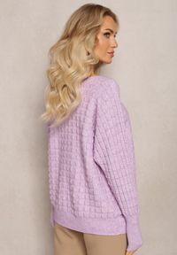 Renee - Fioletowy Dzianinowy Sweter z Rękawami typu Nietoperz Cascapia. Kolor: fioletowy. Materiał: dzianina. Styl: klasyczny #5