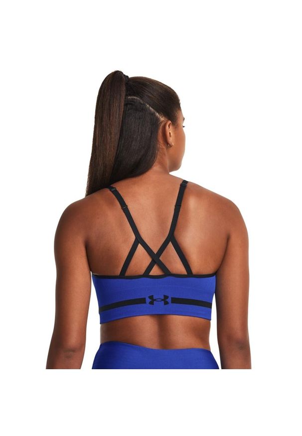 Biustonosz sportowy Under Armour Seamless Low Long Bra. Kolor: niebieski