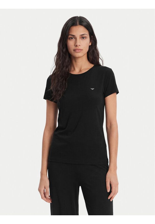 Emporio Armani T-Shirt EW000408 AF19024 UC001 Czarny Regular Fit. Kolor: czarny. Materiał: bawełna