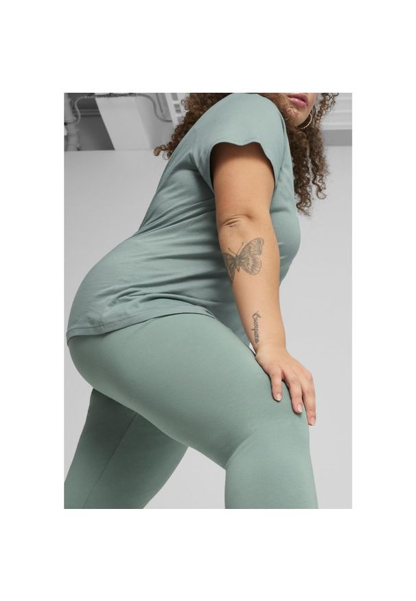 Puma - Legginsy damskie z logo No. 1 ESS PUMA Green Moon. Kolor: szary. Materiał: guma. Wzór: nadruk