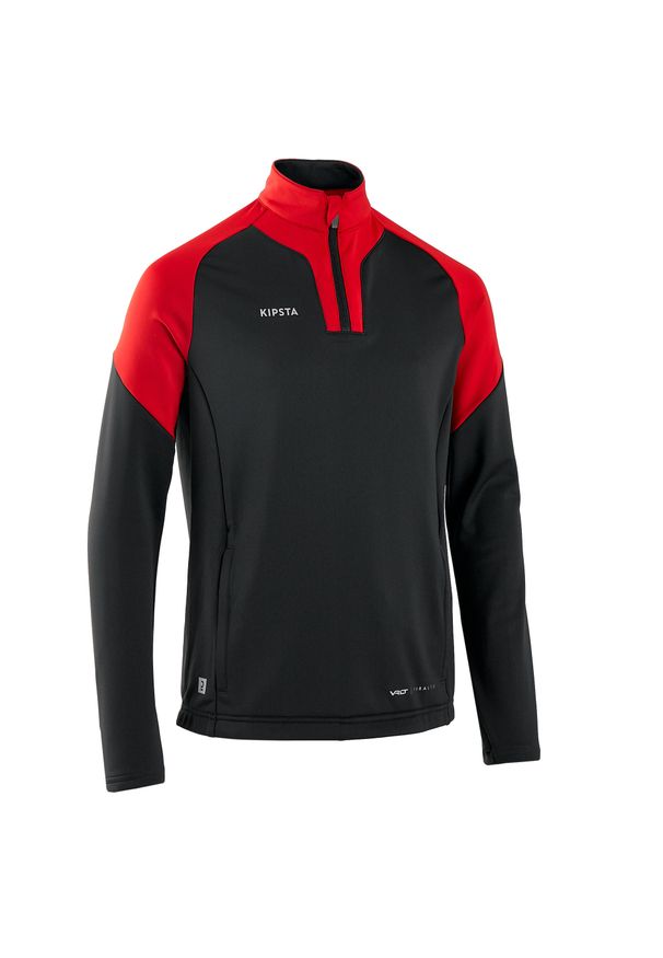 KIPSTA - Bluza do piłki nożnej dla dzieci Kipsta Viralto Club na krótki suwak. Okazja: na co dzień. Kolor: szary, wielokolorowy, czerwony. Materiał: elastan, poliester, materiał. Sport: piłka nożna