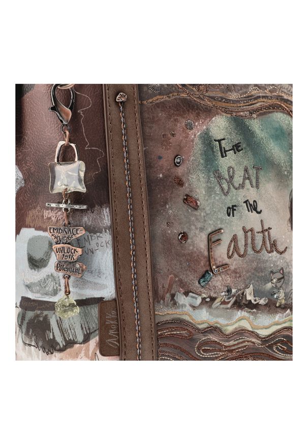 Brązowa Torebka Anekke Modna Listonoszka Damska. Kolor: brązowy. Wzór: aplikacja. Materiał: zdobione. Styl: casual, elegancki. Rodzaj torebki: na ramię