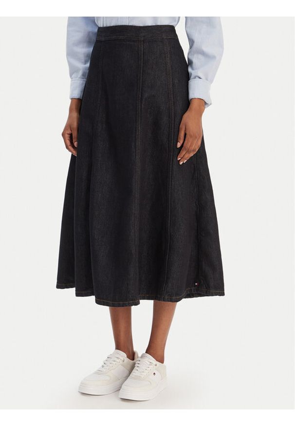 TOMMY HILFIGER - Tommy Hilfiger Spódnica jeansowa WW0WW47730 Granatowy Regular Fit. Kolor: niebieski. Materiał: syntetyk, bawełna