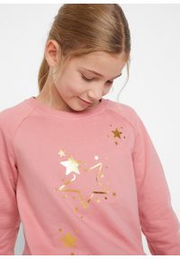 bonprix - Bluza z czystej bawełny. Kolor: różowy. Materiał: bawełna. Wzór: aplikacja