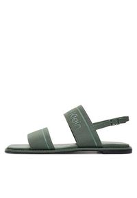 Calvin Klein Sandały Flat Sandal He HW0HW01990 Zielony. Kolor: zielony. Materiał: materiał #6