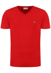 Lacoste T-Shirt TH6710 Czerwony Regular Fit. Kolor: czerwony. Materiał: bawełna