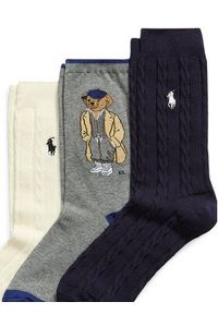 Polo Ralph Lauren Zestaw 3 par wysokich skarpet damskich 455982948001 Kolorowy. Materiał: materiał, bawełna. Wzór: kolorowy